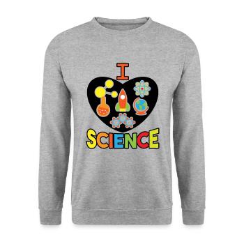 Wissenschaft, Informatik, Mathe, Biologie, Chemie - Unisex Pullover - Weißgrau meliert - Vorne - Alina (178cm) & Michal (187cm)