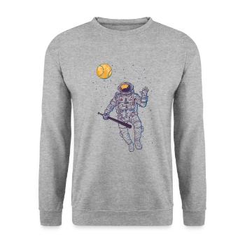 Astronaut, Weltraum, Baseball, Geschenk, Mond - Unisex Pullover - Weißgrau meliert - Vorne - Alina (178cm) & Michal (187cm)
