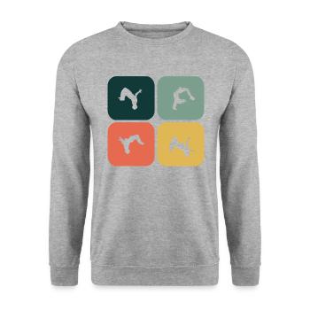 Vintage Runaway Extreme Sports Stunt Free Running - Unisex Pullover - Weißgrau meliert - Vorne - Alina (178cm) & Michal (187cm)