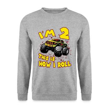 Monster truck 2 ans cadeau enfants maman papa - Sweat-shirt Unisexe - gris chiné - Devant - Alina (178cm) & Michal (187cm)