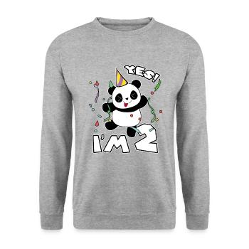 Two year old Panda gift 2nd birthday celebration - Unisex Sweatshirt - salt & pepper - Front - Alina (178cm) & Michal (187cm)
