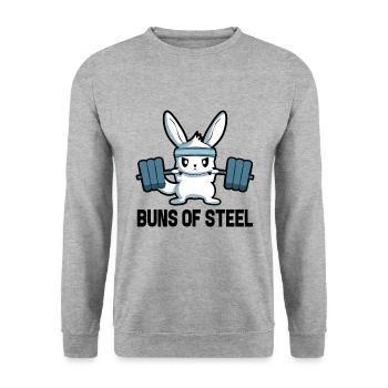 Fitness Hase Motivation Gym Hantel Sport Geschenk - Unisex Pullover - Weißgrau meliert - Vorne - Alina (178cm) & Michal (187cm)