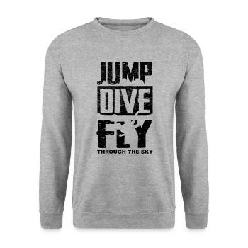 Jump Dive Fly Skydive Cashrimspringer cadeau - Sweat-shirt Unisexe - gris chiné - Devant - Alina (178cm) & Michal (187cm)