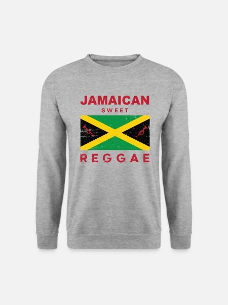 Jamaika Reggae Musik und Flagge Geschenk - Unisex Pullover - Weißgrau meliert