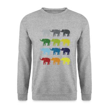 Néon Pop Art Retro Elephant Idée cadeau d’éléphant - Sweat-shirt Unisexe - gris chiné - Devant - Alina (178cm) & Michal (187cm)