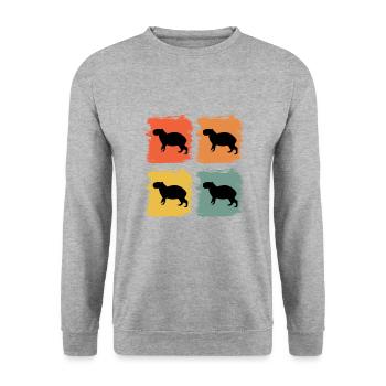 Capybara Animal Retro Pop Art Gift Idea - Unisex Sweatshirt - salt & pepper - Front - Alina (178cm) & Michal (187cm)