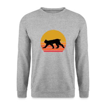 Rétro soleil Lynx animal animal idée cadeau - Sweat-shirt Unisexe - gris chiné - Devant - Alina (178cm) & Michal (187cm)