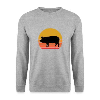 rétro soleil porc animal de compagnie idée cadeau - Sweat-shirt Unisexe - gris chiné - Devant - Alina (178cm) & Michal (187cm)