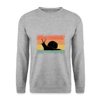 Vintage Snail Gift Idea - Unisex Sweatshirt - salt & pepper - Front - Alina (178cm) & Michal (187cm)
