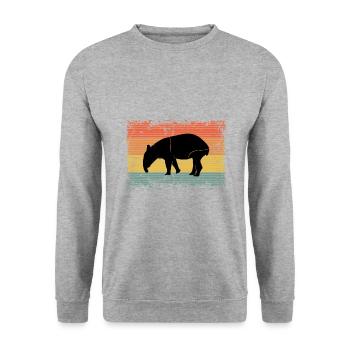 Vintage Tapir Animal Gift Idea - Unisex Sweatshirt - salt & pepper - Front - Alina (178cm) & Michal (187cm)