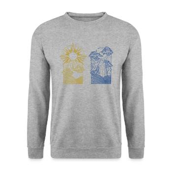 Soleil Lune Environnement Défenseur de la nature Nature - Sweat-shirt Unisexe - gris chiné - Devant - Alina (178cm) & Michal (187cm)