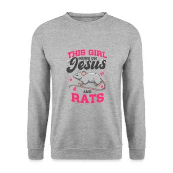 Les rats caressent cette fille court sur Jésus et les rats - Sweat-shirt Unisexe - gris chiné - Devant - Alina (178cm) & Michal (187cm)