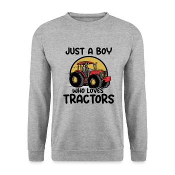 Just A Boy Who Loves Tractor Farm Tractor Farming - Unisex Sweatshirt - salt & pepper - Front - Alina (178cm) & Michal (187cm)