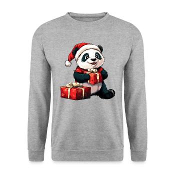 Pandas Christmas - Unisex Sweatshirt - salt & pepper - Front - Alina (178cm) & Michal (187cm)