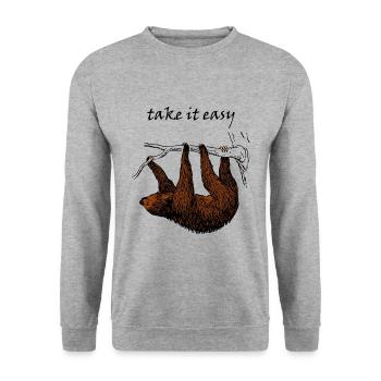 Faultier süßes Tier niedlich - Unisex Pullover - Weißgrau meliert - Vorne - Alina (178cm) & Michal (187cm)