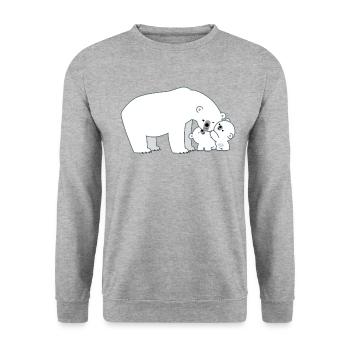 Cute Polar Bear Mum And Cubs by Cheerful Madness!! - Unisex Sweatshirt - salt & pepper - Front - Alina (178cm) & Michal (187cm)