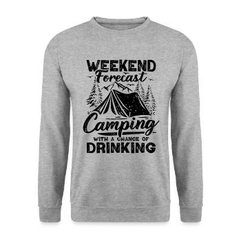 Camping Forecast Beer Tent Mountains Hiking Camper - Unisex Sweatshirt - salt & pepper - Front - Alina (178cm) & Michal (187cm)