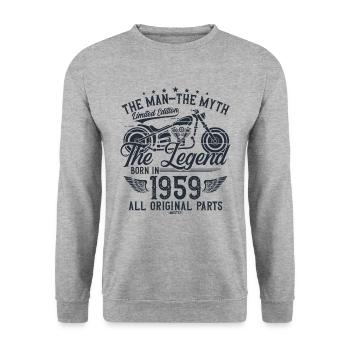 1959 Vintage homme mythe légende moto - Sweat-shirt Unisexe - gris chiné - Devant - Alina (178cm) & Michal (187cm)