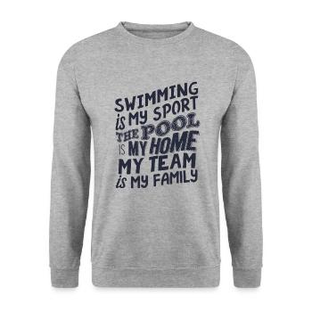 la natation est mon sport. natation - Sweat-shirt Unisexe - gris chiné - Devant - Alina (178cm) & Michal (187cm)