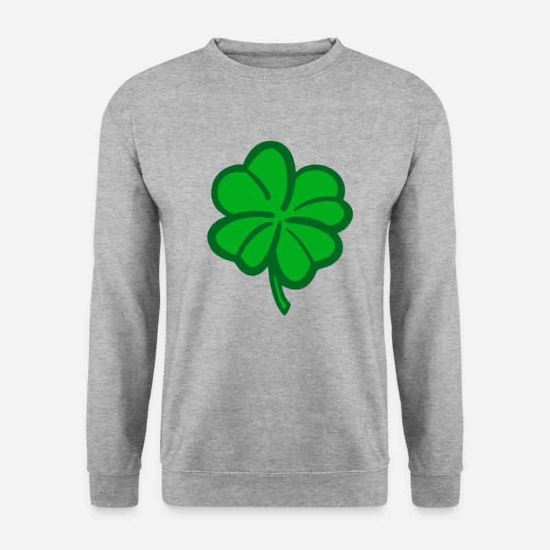 Kleeblatt vierblättrig - Unisex Pullover - Weißgrau meliert