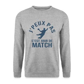 handball je peux pas c est match de hand - Sweat-shirt Unisexe - gris chiné - Devant - Alina (178cm) & Michal (187cm)