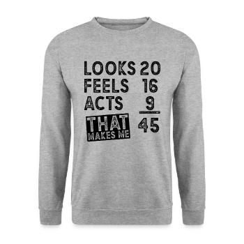 45 anniversaire 35 ans de cadeau - Sweat-shirt Unisexe - gris chiné - Devant - Alina (178cm) & Michal (187cm)