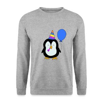 Birthday Birthday Penguin - Unisex Sweatshirt - salt & pepper - Front - Alina (178cm) & Michal (187cm)