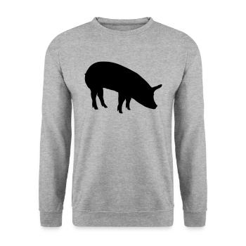 Sow pig schnitzel vecteur couleur sélectionnable - Sweat-shirt Unisexe - gris chiné - Devant - Alina (178cm) & Michal (187cm)