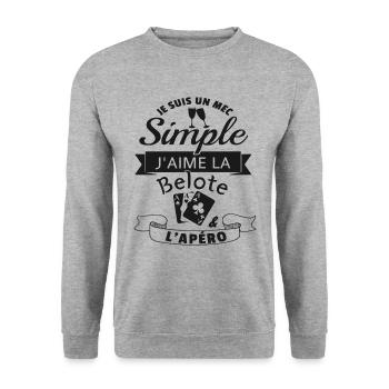 J´aime la belote et l apéro cadeau - Sweat-shirt Unisexe - gris chiné - Devant - Alina (178cm) & Michal (187cm)