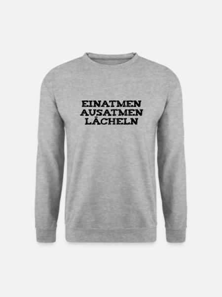 Einatmen Ausatmen Lächeln Lustiges Yoga - Unisex Pullover - Weißgrau meliert