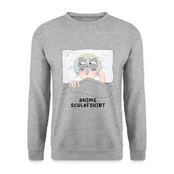 Chemise de nuit Anime Otaku Weeb Kawaii - Sweat-shirt Unisexe - gris chiné - Devant - Alina (178cm) & Michal (187cm)