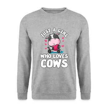 Cow Shirt Cow Love sweet for girls - Unisex Sweatshirt - salt & pepper - Front - Alina (178cm) & Michal (187cm)