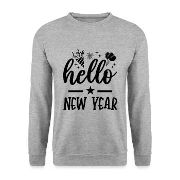 Bonjour Nouvel An - Frohes Neues Jahr - Sweat-shirt Unisexe - gris chiné - Devant - Alina (178cm) & Michal (187cm)