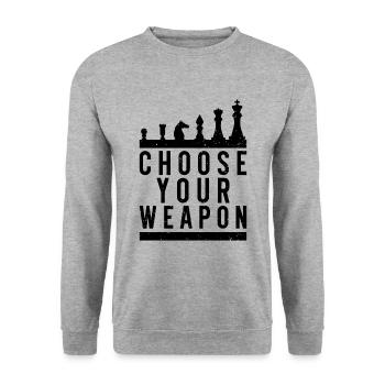 Choose Your Weapon - Funny Chess Saying - Unisex Sweatshirt - salt & pepper - Front - Alina (178cm) & Michal (187cm)