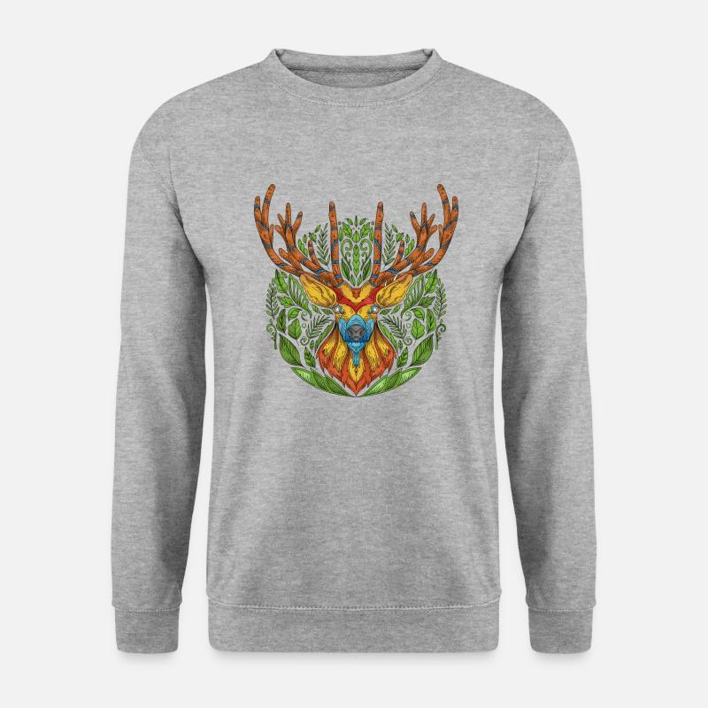 Rehe Hirsch Natur HirschKopf - Unisex Pullover - Weißgrau meliert