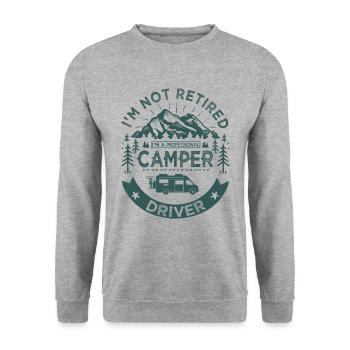 Ich bin kein pensionierter Camper Fahrer papy Campingwagen - Unisex Pullover - Weißgrau meliert - Vorne - Alina (178cm) & Michal (187cm)