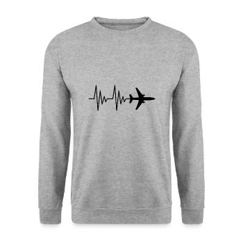 Le pilote d'avion EKG aime les battements de coeur. - Sweat-shirt Unisexe - gris chiné - Devant - Alina (178cm) & Michal (187cm)