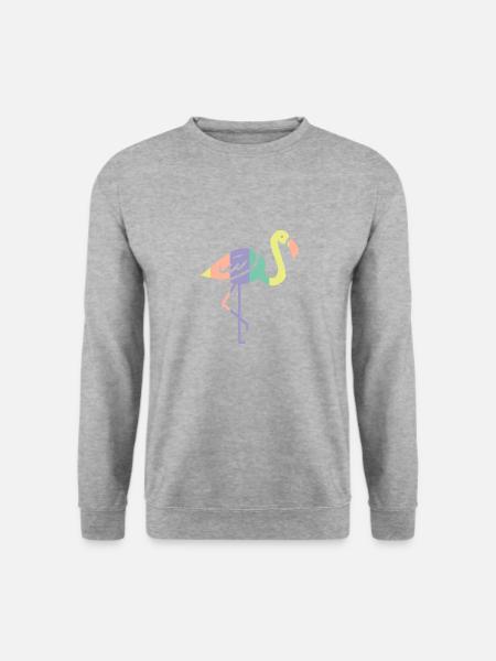 Flamingo - Unisex Pullover - Weißgrau meliert