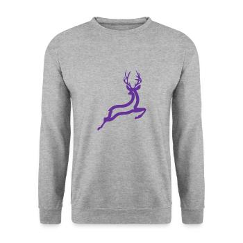 Hirsch - Unisex Pullover - Weißgrau meliert - Vorne - Alina (178cm) & Michal (187cm)