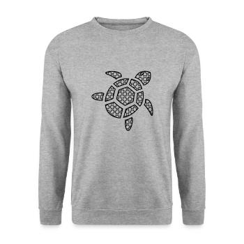 Schildkröte - Unisex Pullover - Weißgrau meliert - Vorne - Alina (178cm) & Michal (187cm)