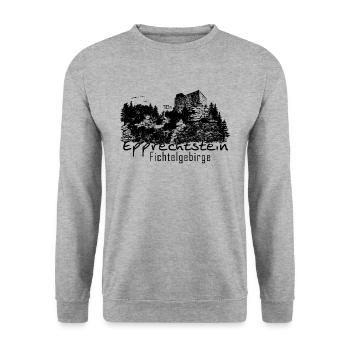 Epprechtstein Fichtelgebirge Fichteldesign - Unisex Pullover - Weißgrau meliert - Vorne - Alina (178cm) & Michal (187cm)