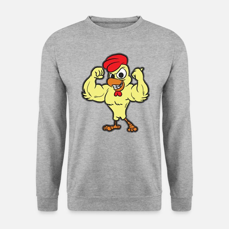 Muskel Huehnchen - Unisex Pullover - Weißgrau meliert