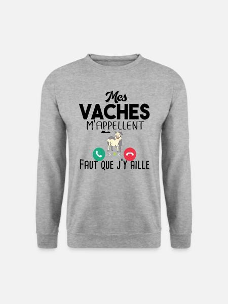 Vache Vaches Agriculteur Agriculture Agricultrice - Sweat-shirt Unisexe - gris chiné