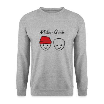 Mütze-Glatze - Unisex Pullover - Weißgrau meliert - Vorne - Alina (178cm) & Michal (187cm)