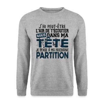 Musique Musicien Musicienne Partition Cadeau - Sweat-shirt Unisexe - gris chiné - Devant - Alina (178cm) & Michal (187cm)