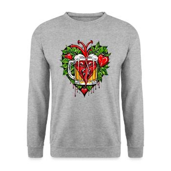 I love beer - Unisex Sweatshirt - salt & pepper - Front - Alina (178cm) & Michal (187cm)