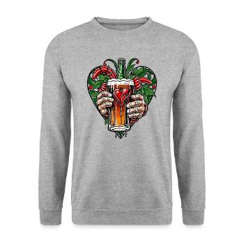 I love beer - Unisex Sweatshirt - salt & pepper - Front - Alina (178cm) & Michal (187cm)