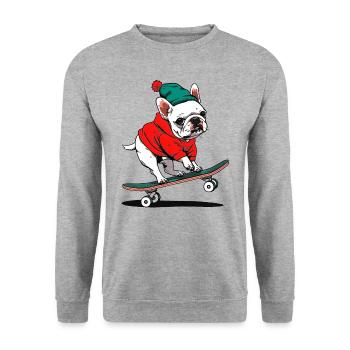 Carlin de patin - Sweat-shirt Unisexe - gris chiné - Devant - Alina (178cm) & Michal (187cm)