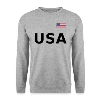 TEAM United States American Flag Banner Over Font - Unisex Sweatshirt - salt & pepper - Front - Alina (178cm) & Michal (187cm)
