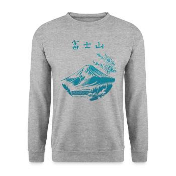 Fuji-San - Mount Fuji 'Spirit of the Mountain' - Unisex Sweatshirt - salt & pepper - Front - Alina (178cm) & Michal (187cm)